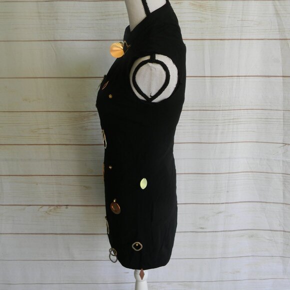 Stella McCartney Dress Black Metal Charms Rhinestones **SLEEVES HAVE BEEN CUT - Picture 2 of 5